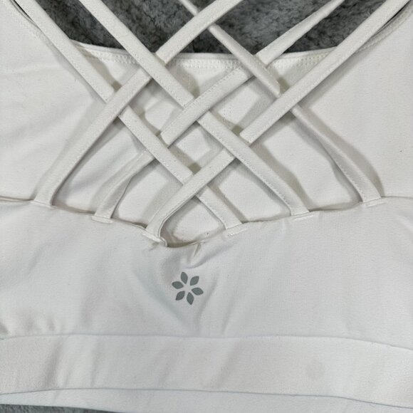 Nine West Active White Strappy Cross Back Padded Sports Bra L - Picture 3 of 8